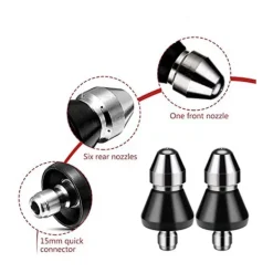 Discount 2PCS Avloppsrengöringsverktyg Högtrycksmunstycke, Rostfritt Avloppsmunstycke, Avloppsmunstyckssats för