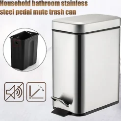 Sale Pedalhink Hushållssoptunna Tyst Rostfritt Stål Köksavfallshink Med Innerhink White