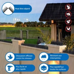 Sale Pigg mot duvor, Anti-duva för balkong Plast, Kattskrämma-kit, Fågelskrämma för att skrämma kråkor, sparvar, katter - 20 stycken svart