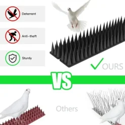 Sale Pigg mot duvor, Anti-duva för balkong Plast, Kattskrämma-kit, Fågelskrämma för att skrämma kråkor, sparvar, katter - 20 stycken svart