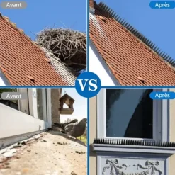 Sale Pigg mot duvor, Anti-duva för balkong Plast, Kattskrämma-kit, Fågelskrämma för att skrämma kråkor, sparvar, katter - 20 stycken svart