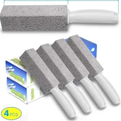 Pimpsten rengöringssten för toalett, 4-pack med extra långt ergonomiskt handtag, toalettstensrengöringsverktyg, hårt vatten fläckborttagare