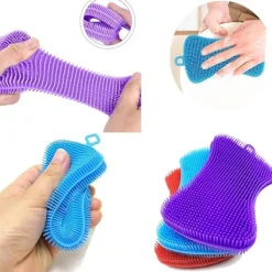 Best {PL} Skrubber Silikonsvamp Multifunktionell Silikon Skrubbdyna Diskborste Badrum Frukt Grönsaksskrubber Kökstillbehör 4 st