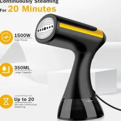 Sale Plaggstekare, 1500W kraftfull klädstekare med 350 ml avtagbar vattentank, bärbar handhållen klädtyg rynkborttagare, 20 sekunder snabb