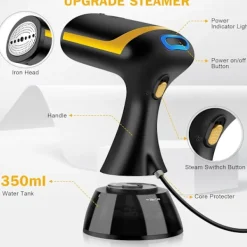 Sale Plaggstekare, 1500W kraftfull klädstekare med 350 ml avtagbar vattentank, bärbar handhållen klädtyg rynkborttagare, 20 sekunder snabb