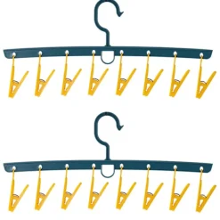 Online Plast rak rak multi-huvud vindtät klädnypa torkning underkläder strumpor galge-4(gul)