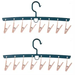 Online Plast rak rak multi-huvud vindtät klädnypa torkning underkläder strumpor galge-4(gul)