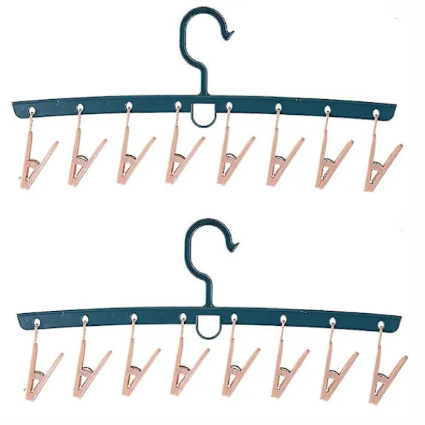 Online Plast rak rak multi-huvud vindtät klädnypa torkning underkläder strumpor galge-4(gul)