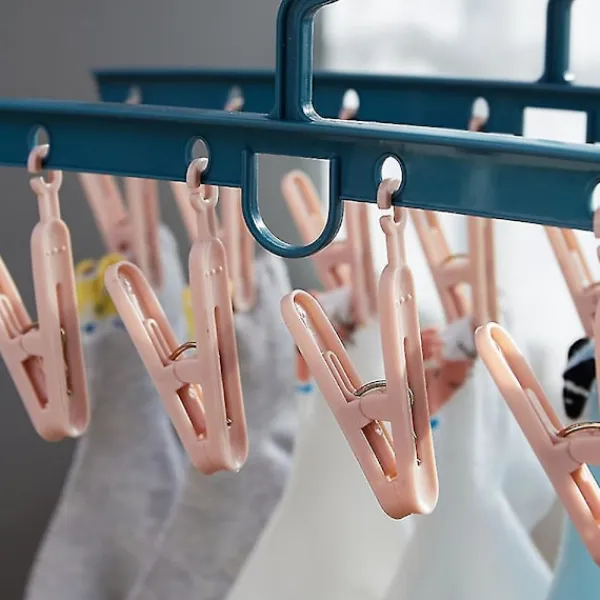 Online Plast rak rak multi-huvud vindtät klädnypa torkning underkläder strumpor galge-4(gul)