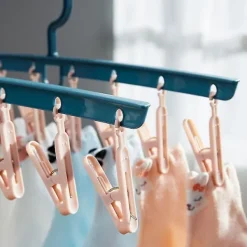 Online Plast rak rak multi-huvud vindtät klädnypa torkning underkläder strumpor galge-4(gul)