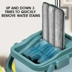 Sale Platt Kläm Mopp med Hink Handfri Vridning Golv rengöring Mopp