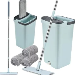 Online Platt Mopp / Städmopp med Hink - Mikrofiber