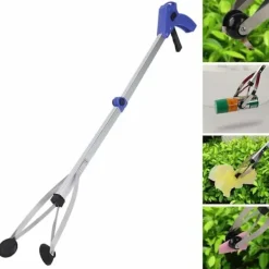Sale Plockverktyg, skräpplockare, hopfällbar gripare för trädgårdsavfall (blått handtag)