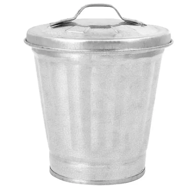 Sale {PL}Vintage Vas Sopbehållare Återvinningsbehållare Galvaniserad Sop Hink Metall Tenn Hinkar Bänkskiva Pennhållare Sopbehållare Bin Silver 9.5x9cm