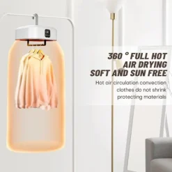 Discount Portabel Elektrisk Torktumlare 600W med Fjärrkontroll, Vikbar med Torkpåse