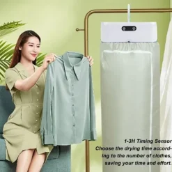 Online Portabel Elektrisk Torktumlare 600W för Resor, Lägenhet, Husbil, Hem, med Förvaringsväska (Blå)