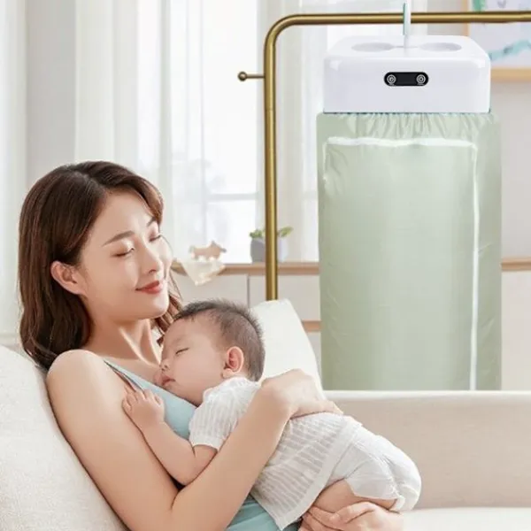 Discount Portabel Klädtork Vikbar Multifunktionell Mini Kompakt Liten Elektrisk Torkmaskin för Resor EU-kontakt 100‑240V Vit