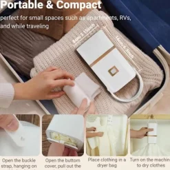 Hot Portabel Torktumlare, Minitork för Kläder, Snabbtork, med Torkpåse, Kompakt, för Resor & Hem
