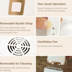 Hot Portabel Torktumlare, Minitork för Kläder, Snabbtork, med Torkpåse, Kompakt, för Resor & Hem