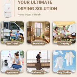 Hot Portabel Torktumlare, Minitork för Kläder, Snabbtork, med Torkpåse, Kompakt, för Resor & Hem