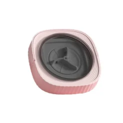 New INF Portabel Vikbar Tvättmaskin med Blått Ljus, 6L Kapacitet, Extern Dränering, Avtagbart Lock Rosa