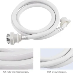 Best Premium PVC Tvättmaskinslangar - Slang för Tvättmaskin Vatteninloppsrör Anslutning, Vit Lång Längd Universal (2 meter)