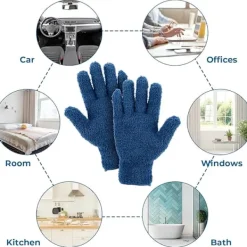 Best Prestanda Dammtorkarhandskar (Marinblå Par), Rengöringshandskar i Korallfleece, Fångar Damm, Pollen, Djurhår och Päls, Perfekt för Trä- och Läderytor, Washa | Fyndiq