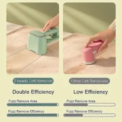 Sale Professionell Elektrisk Noppborttagare Dubbelhuvud Tygrakapparat 3 Hastigheter Uppladdningsbar Tröjrakapparat För Kläder Möbler-YuJia