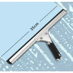 New Professionell Fönsterrengöringssats - Svart Skrapa och Blå Mikrofiber Fönsterputs, 14 Tum