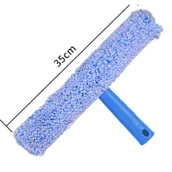 New Professionell Fönsterrengöringssats - Svart Skrapa och Blå Mikrofiber Fönsterputs, 14 Tum