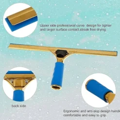 New Professionell Fönsterskrapa för Kommersiellt Bruk, Fönsterrengöringsverktyg för Duschdörrar, Fönster och Bilglas, 1 st - Guld
