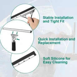 Best Professionell fönsterskrapa, fönsterskrapa i rostfritt stål med 35 cm blad, för rengöring och torkning av glas, etc.