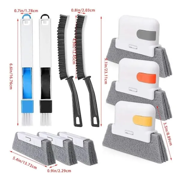 Hot Professionell fönsterspår- och spårborste rengöringsborste spårskrubber med 7-delat verktyg djup fönsterspårrengörare