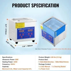 New DUOKU Professionell Ultrasonisk Tvättmaskin--0.3L-Smyckstvätt med Digital Timer Värme-Rostfritt Stål-40kHz