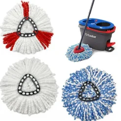 Clearance Qazx 2st rött utbytesmopphuvud, universal 360 mikrofiberspinnmopp för golvrengöring Asdf (vit Mop Replacement Heads White