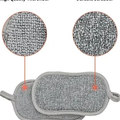 New QD-Disksvampar, 6 dubbelsidiga, icke-repor skrubbdukar, den antibakteriella mikrofibersvampen i köket rengör effektivt allt