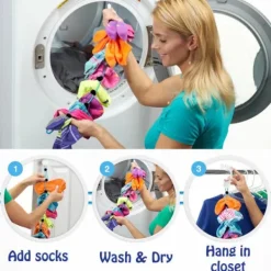 Discount QD-Strumporganisator Strumpor för tvättmaskin och torktumlare Strumphållare för tvätt Torkning och efterbehandling av strumpor blå