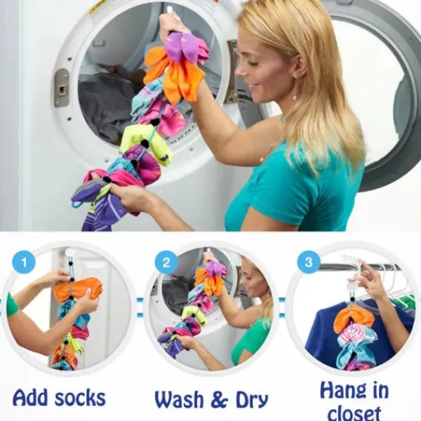 Discount QD-Strumporganisator Strumpor för tvättmaskin och torktumlare Strumphållare för tvätt Torkning och efterbehandling av strumpor blå