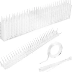 QU/5m Fågelpiggar, Duvpiggar, Kråkpiggar, Säkra för duvor, sparvar, kråkor och balkonger (12-pack, vit)