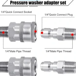 Online QU-St Högtryckstvätt Koppling, 1/4 tum NPT Rostfritt Stål Snabbkoppling Hane Hona (Extern Gänga), A