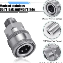 Online QU-St Högtryckstvätt Koppling, 1/4 tum NPT Rostfritt Stål Snabbkoppling Hane Hona (Extern Gänga), A