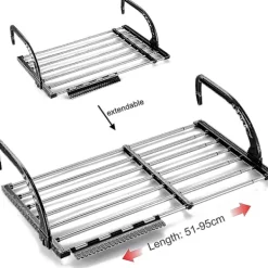 Clearance Radiator Torktumlare, Balkong Torktumlare, Vägg Torktumlare, Fällbar Torkställning, Rostfritt Stål, Utdragbar, Hängande Torktumlare (51-95 Cm), Vindtät | Fyndiq