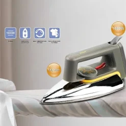 Outlet RAF R.1108 1600W Klassiskt Elektriskt Strykjärn med Torrfunktion, Rostfri Stålsula, Strykmaskin för Hemmet, EU-kontakt