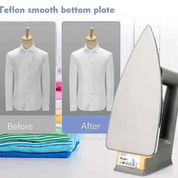 Outlet RAF R.1108 1600W Klassiskt Elektriskt Strykjärn med Torrfunktion, Rostfri Stålsula, Strykmaskin för Hemmet, EU-kontakt