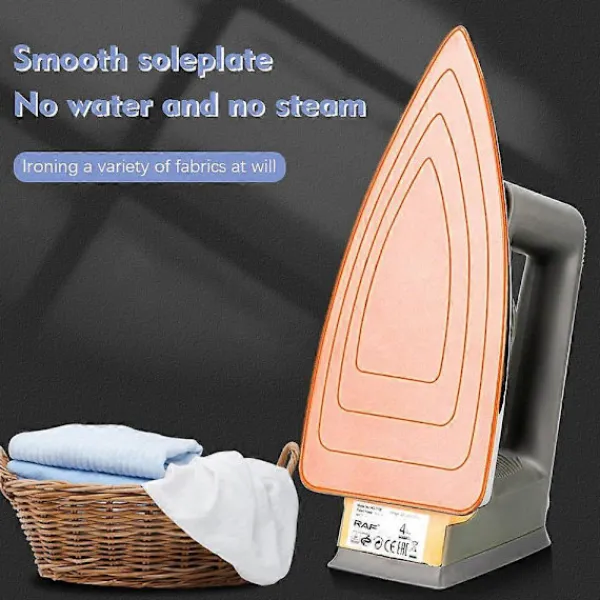 Outlet RAF R.1108 1600W Klassiskt Elektriskt Strykjärn med Torrfunktion, Rostfri Stålsula, Strykmaskin för Hemmet, EU-kontakt