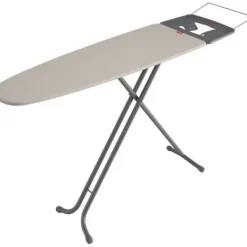 RAYEN 6141.01 Premium Strykbräda med Stöd för Strykjärn och Klädhängare, Metall, Gråbeige, 120,5 x 41 cm Grisbeige