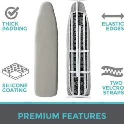 Online Reflekterande silikonöverdrag för strykbräda med två nylonband för att förhindra brännmärken och fläckar