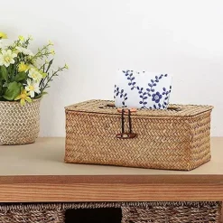 Outlet Rektangulär Papperskorgshållare, Vävd Ask av Rör, Papperskorgshållare för Hem, Hotell, Kontor, Bil, Badrum