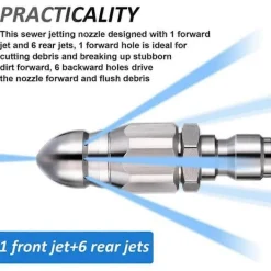 Best Rengörings- och Avloppsmunstycke, Högtrycksturbomunstycke, Avloppsrengöringsverktyg Högtrycksmunstycke 1/4i