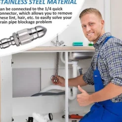 Best Rengörings- och Avloppsmunstycke, Högtrycksturbomunstycke, Avloppsrengöringsverktyg Högtrycksmunstycke 1/4i